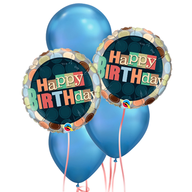 Happy Birthday Chrome Balloon Package - Blue | Buy Balloons in Dubai UAE | Gifts