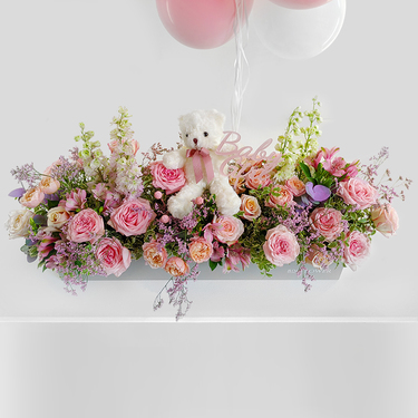 Graceful Purity - Baby Girl Flower Box Package | Buy Flowers in Dubai UAE | Gifts