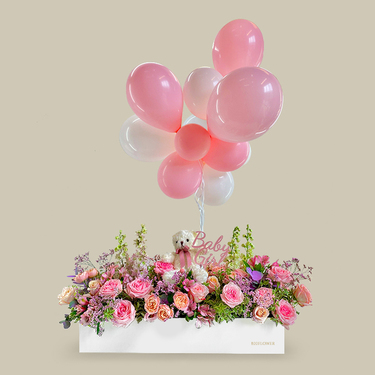 Graceful Purity - Baby Girl Flower Box Package | Buy Flowers in Dubai UAE | Gifts