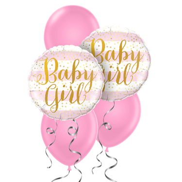 Baby Girl Pink Striped Balloon Package | Buy Balloons in Dubai UAE | Gifts