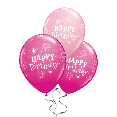 Happy Birthday Rubber Balloon Bunch - Mix Pink | Buy Balloons in Dubai UAE | Gifts