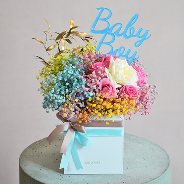 Vivid Youth Box Arrangement - Baby Boy | Buy Flowers in Dubai UAE | Gifts