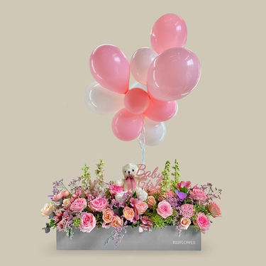 Graceful Purity - Baby Girl Flower Box Package | Buy Flowers in Dubai UAE | Gifts