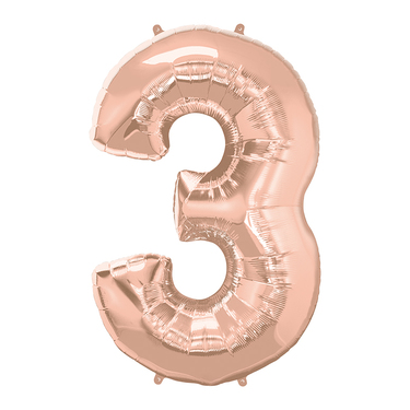 Super Shape Number 3 Rose Gold Foil Balloon | Buy Balloons in Dubai UAE | Gifts