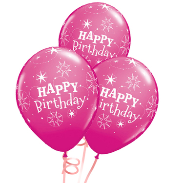 Happy Birthday Rubber Balloon Bunch - Dark Pink | Buy Balloons in Dubai UAE | Gifts