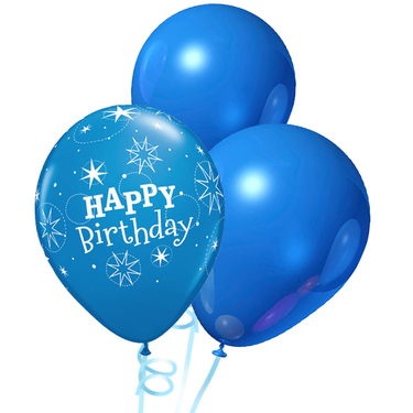 Happy Birthday Rubber Balloon Bunch - Mix Dark Blue | Buy Balloons in Dubai UAE | Gifts