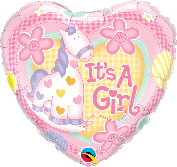 It's A Girl Soft Pony Round Foil Balloon | Buy Balloons in Dubai UAE | Gifts