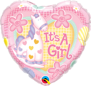 It's A Girl Soft Pony Round Foil Balloon | Buy Balloons in Dubai UAE | Gifts