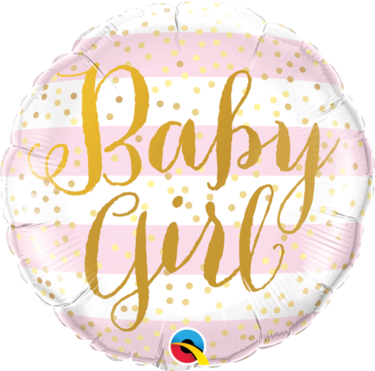 Baby Girl Pink Stripes Round Foil Balloon | Buy Balloons in Dubai UAE | Gifts