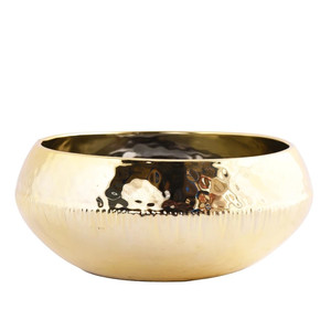 Round Ceramic Gold Pot - Medium