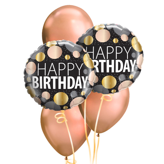 Happy Birthday Big Metallic Dots Balloon Bouquet | Buy Balloons in