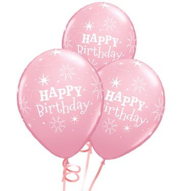 Happy Birthday Rubber Balloon Bunch - Light Pink | Buy Balloons in Dubai UAE | Gifts