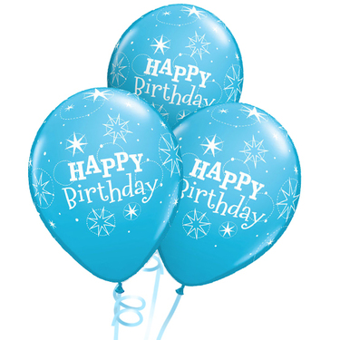 Happy Birthday Rubber Balloon Bunch - Light Blue | Buy Balloons in Dubai UAE | Gifts